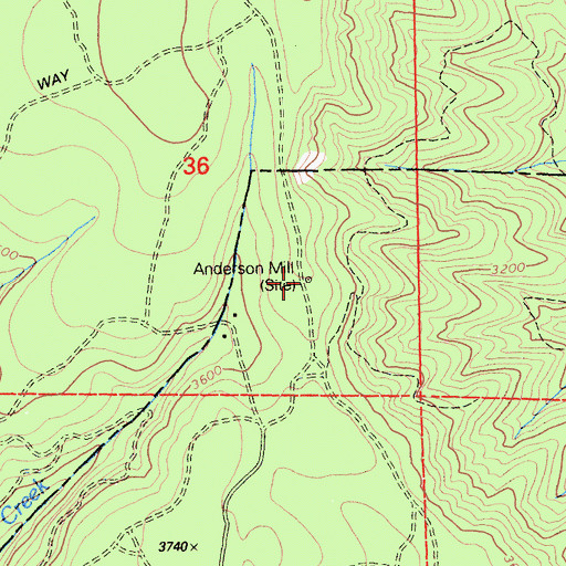 Topographic Map of Anderson Mill (historical), CA
