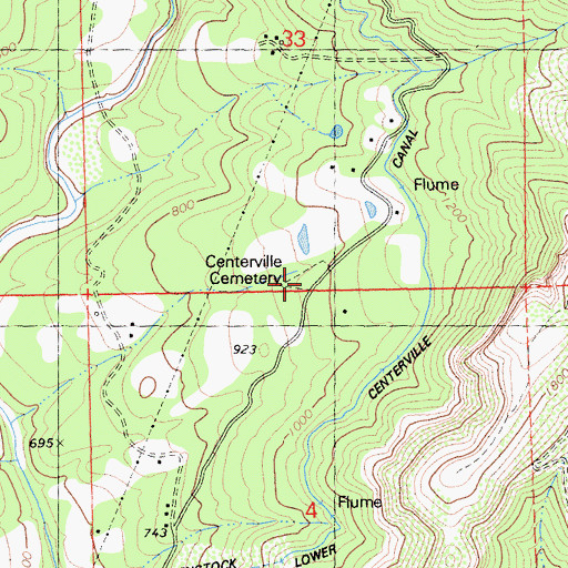 Topographic Map of Centerville Cemetery, CA