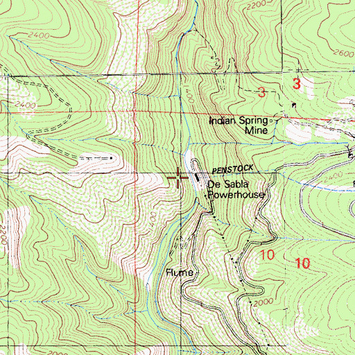 Topographic Map of De Sabla Powerhouse, CA