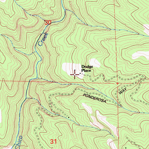 Topographic Map of Dodge Place, CA