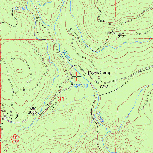 Topographic Map of Doon Camp, CA