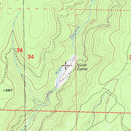 Topographic Map of Ewalt Camp, CA