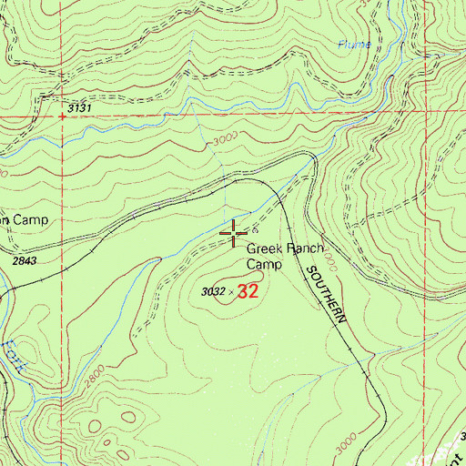 Topographic Map of Greek Ranch Camp, CA