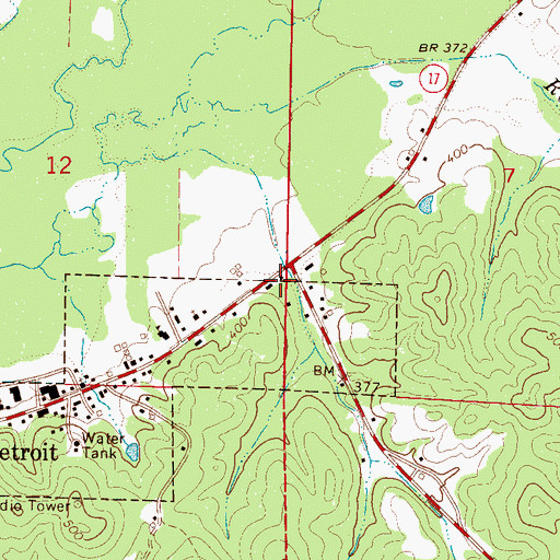 Topographic Map of Detroit Post Office, AL
