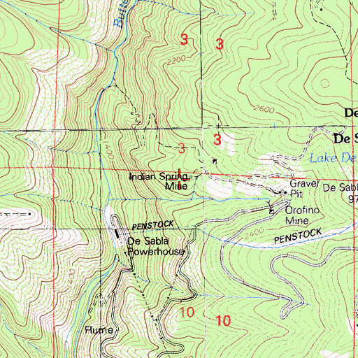 Topographic Map of Indian Spring Mine, CA
