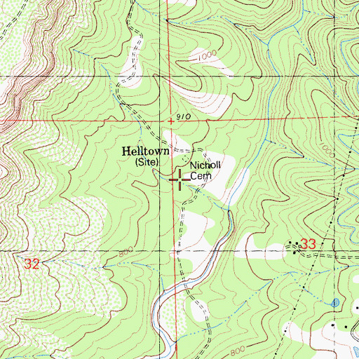 Topographic Map of Nicholl Cemetery, CA