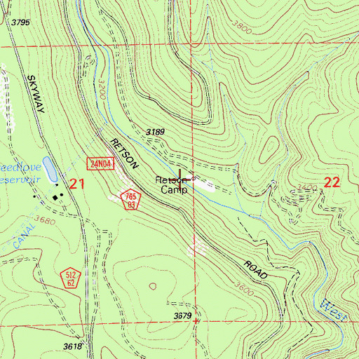Topographic Map of Retson Camp, CA