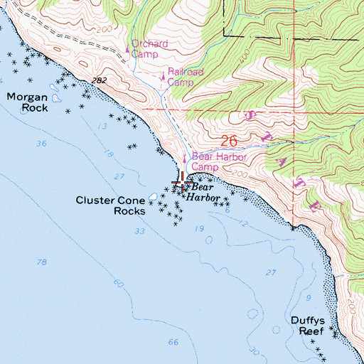 Topographic Map of Bear Harbor, CA