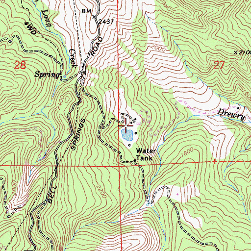 Topographic Map of Drewry Ranch, CA