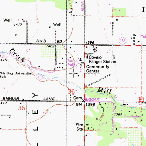 Topographic Map of Reservation School (historical), CA