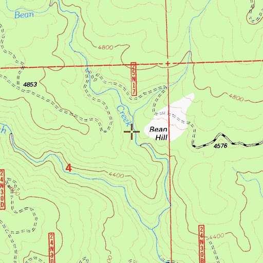 Topographic Map of Bean Hill, CA