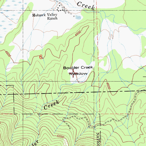 Topographic Map of Boulder Creek Meadow, CA