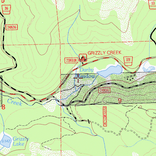 Topographic Map of Darby Meadow, CA