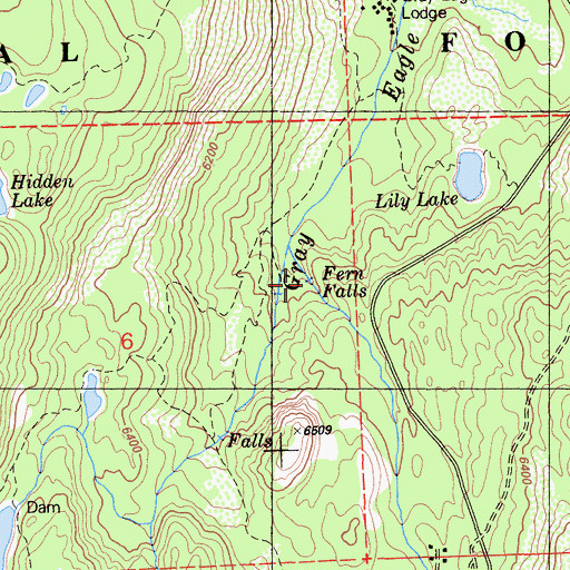 Topographic Map of Fern Falls, CA