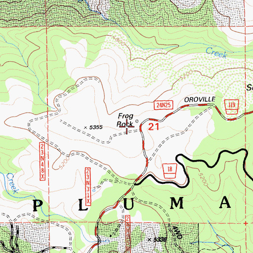Topographic Map of Frog Rock, CA