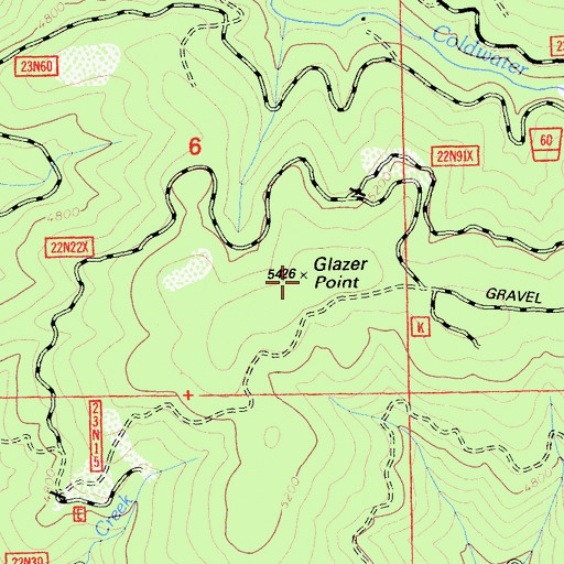 Topographic Map of Glazer Point, CA