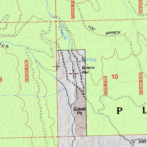 Topographic Map of Greens Flat, CA