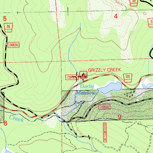 Topographic Map of Grizzly Creek Campground, CA