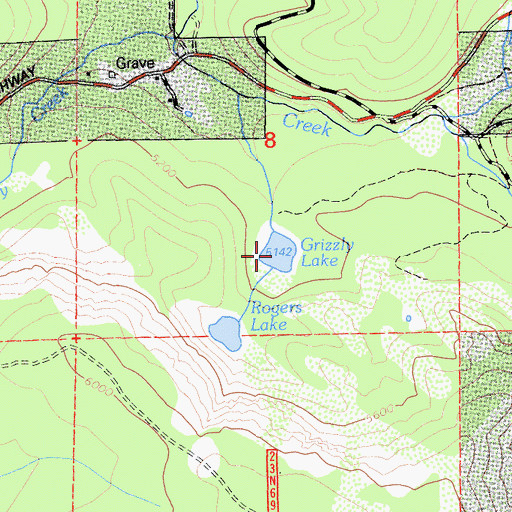Topographic Map of Grizzly Lake, CA