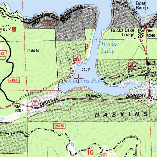 Topographic Map of Haskins Bay, CA