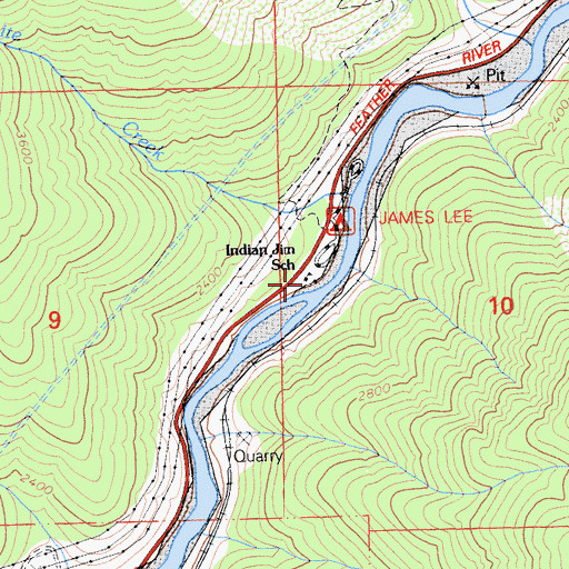 Topographic Map of Indian Jim Elementary School, CA