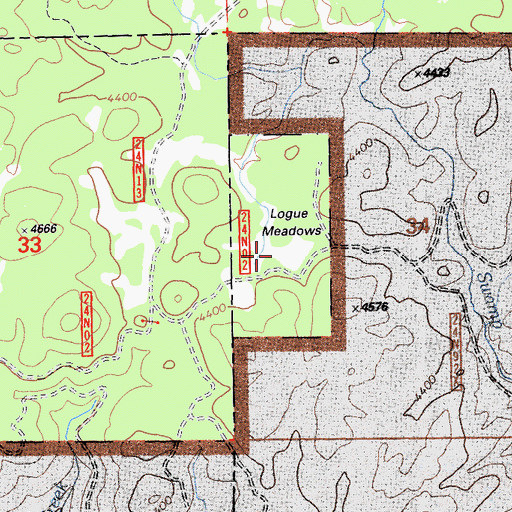 Topographic Map of Logue Meadows, CA
