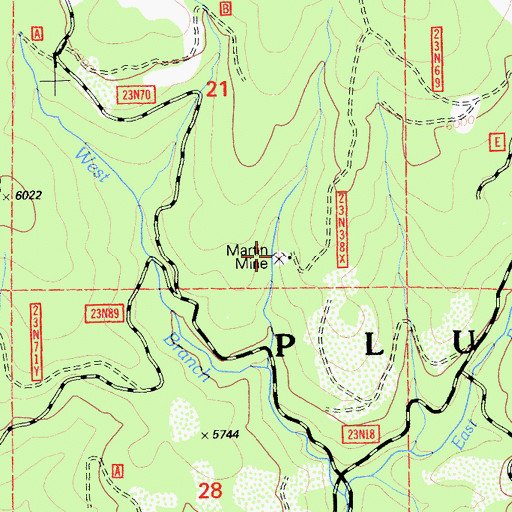 Topographic Map of Martin Mine, CA