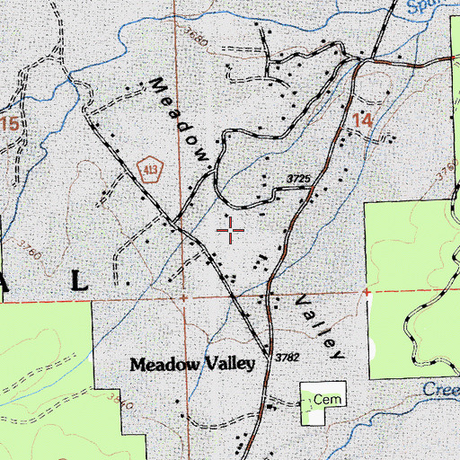 Topographic Map of Meadow Valley, CA
