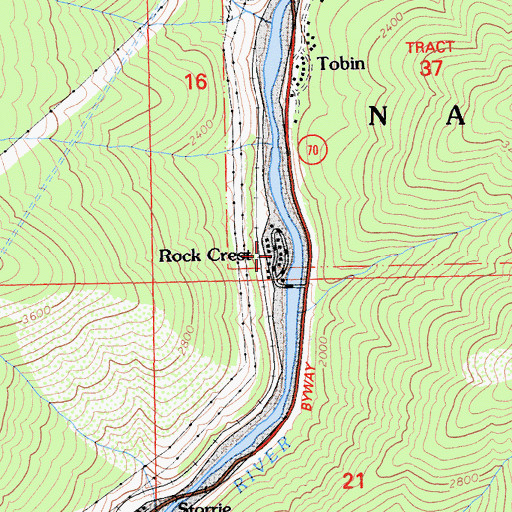 Topographic Map of Rock Crest, CA