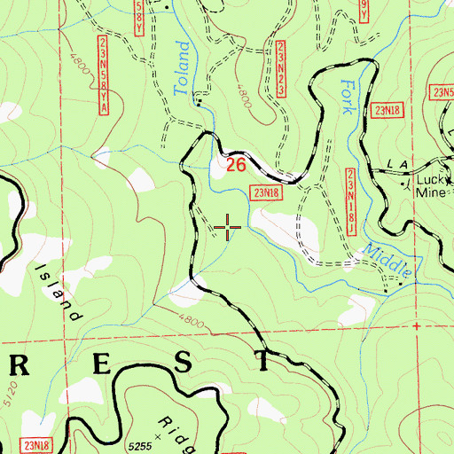 Topographic Map of Toland Creek, CA