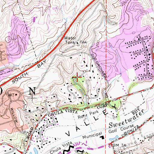 Topographic Map of Bonita School (historical), CA