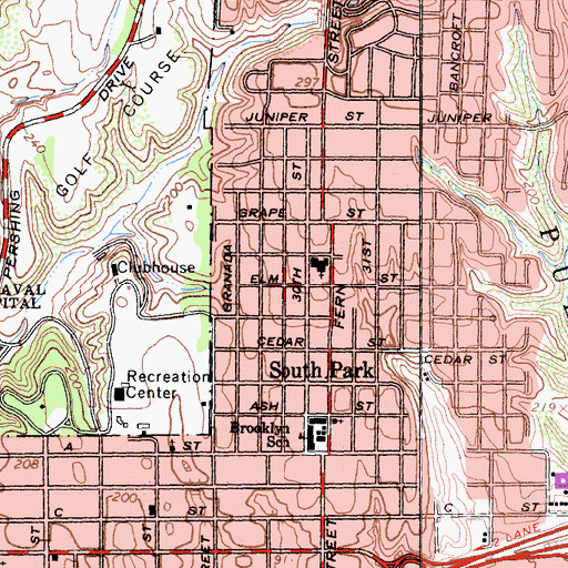 Topographic Map of Brooklyn Heights, CA