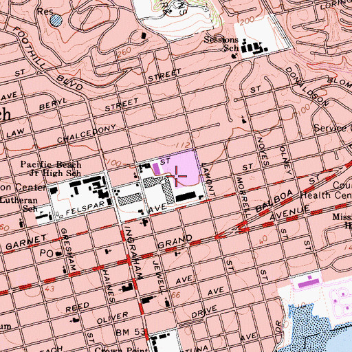 Topographic Map of Brown Military Academy (historical), CA