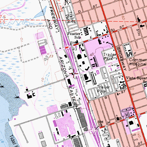 Topographic Map of Chula Vista Junction, CA