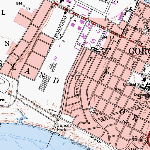 Topographic Map of Coronado Country Club (historical), CA