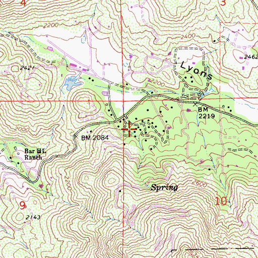 Topographic Map of Mellor Ranch, CA