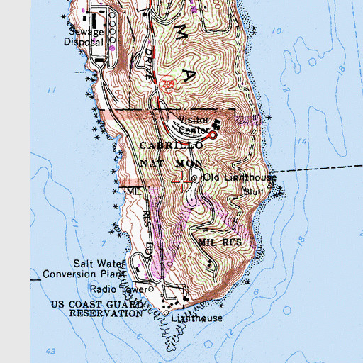 Topographic Map of Old Point Loma Lighthouse, CA