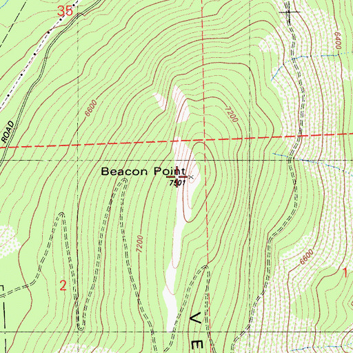 Topographic Map of Beacon Point, CA