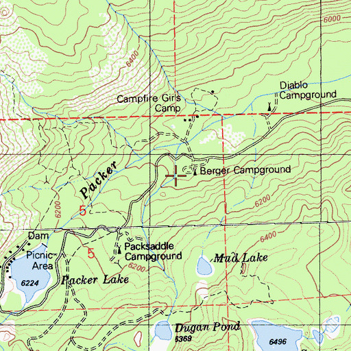 Topographic Map of Berger Campground, CA