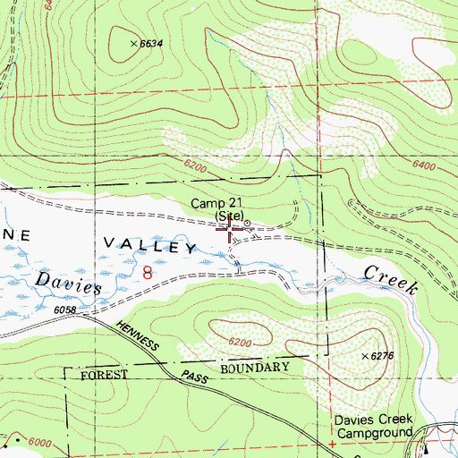 Topographic Map of Camp Twentyone (historical), CA