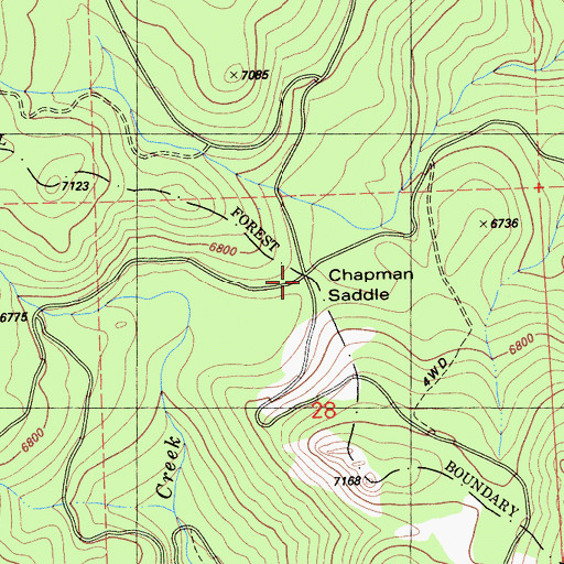 Topographic Map of Chapman Saddle, CA