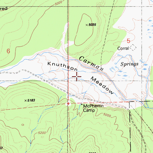 Topographic Map of Knuthson Meadow, CA