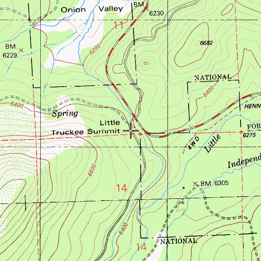 Topographic Map of Little Truckee Summit, CA