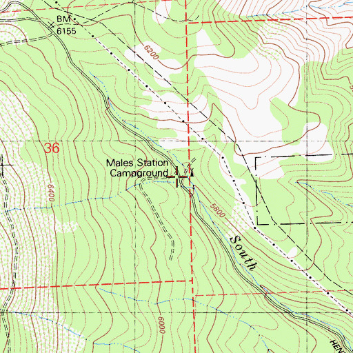Topographic Map of Males Station Campground, CA