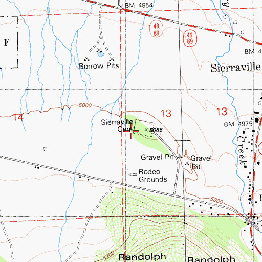 Topographic Map of Sierraville Cemetery, CA