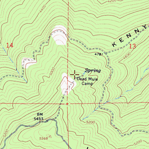 Topographic Map of Dead Mule Spring, CA