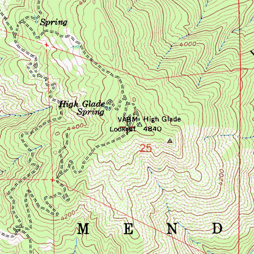 Topographic Map of High Glade Lookout, CA