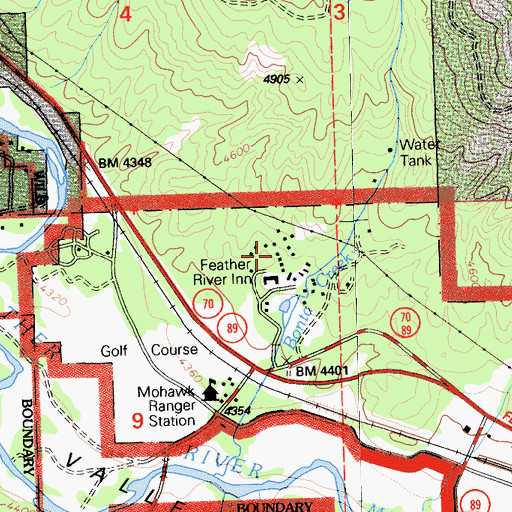 Topographic Map of Feather River Inn, CA
