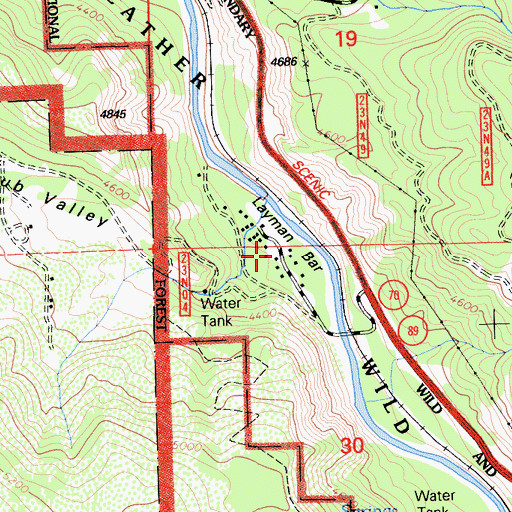 Topographic Map of Layman Camp, CA