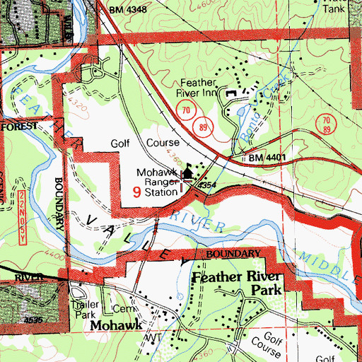 Topographic Map of Mohawk Ranger Station, CA